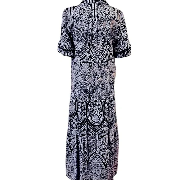 Chico's Eyelet Tiered Sundress Embroidered
Maxi Blue White Size 14/2.5 Dress - Picture 2 of 13